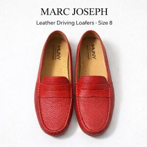 Marc Joseph NY Red Pebbled Leather Driving Loafers Women’s Size 8 Made in Brazil